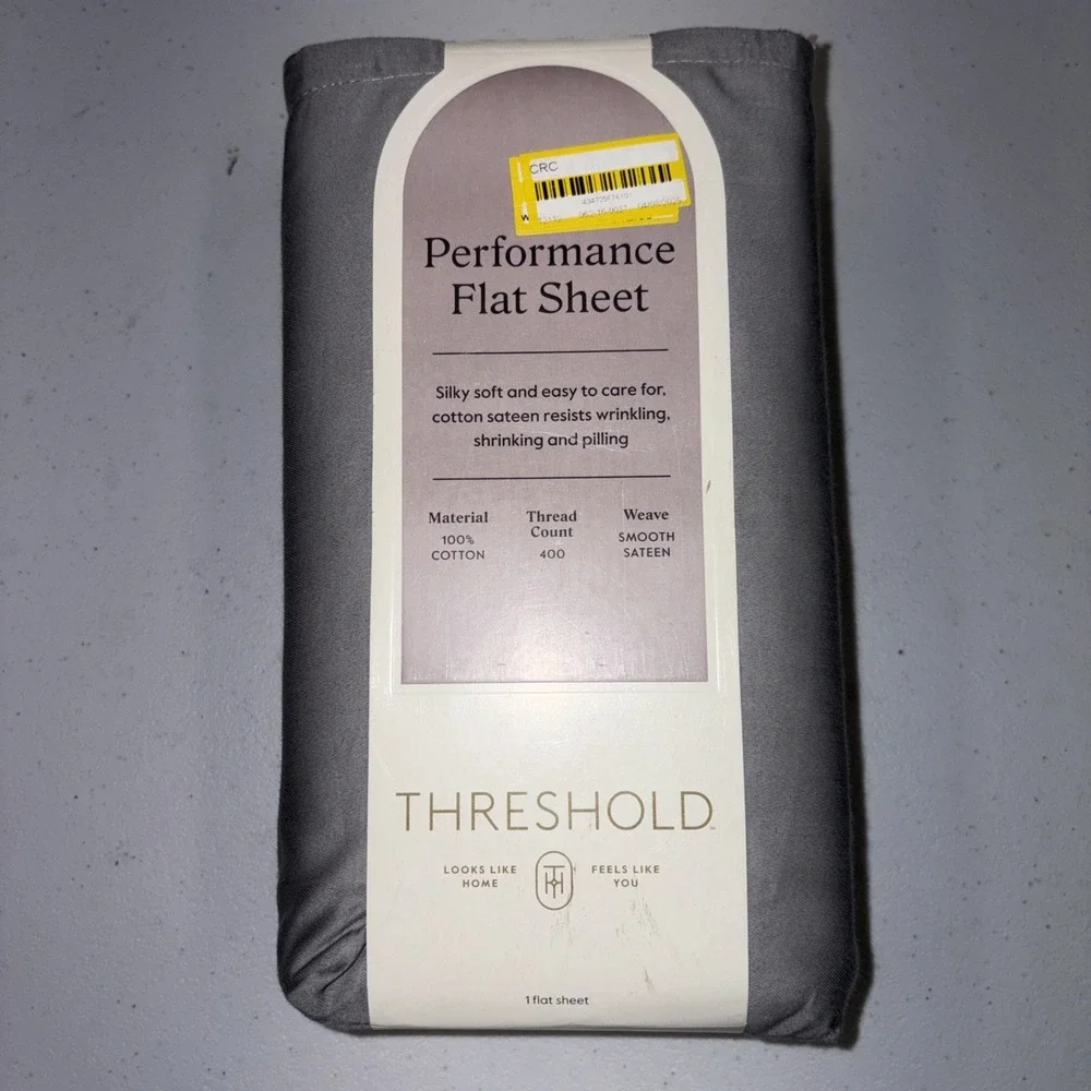 Full 400 Thread Count Performance Flat Sheet Classic Gray - Threshold: Cotton